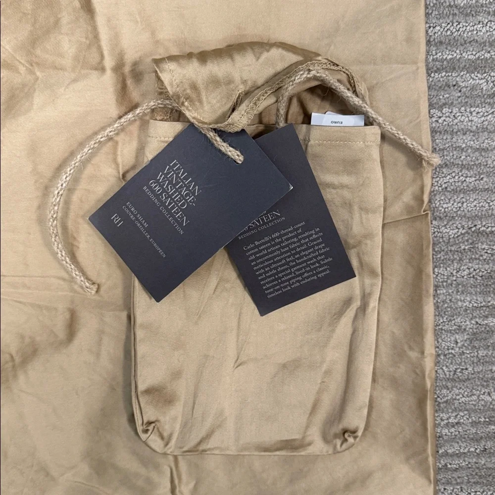RH ITALIAN ULTRA-SOFT 600-THREAD-COUNT SATEEN KNIFE-EDGE SHAM NWT in Wheat